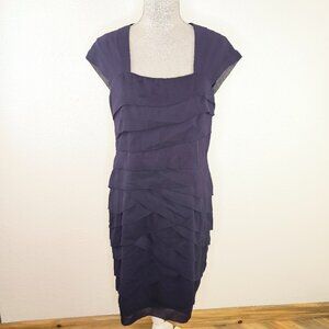 ADRIANNA PAPELL Purple Ruffle Tiered Dress Size 12